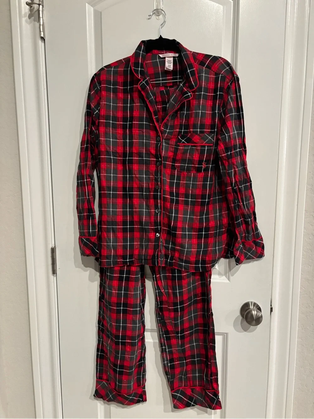 Victoria's Secret Red and Black Plaid Pajama Set